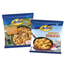 Aviko schotels, schijfjes, grip 'n dip of wavy blends